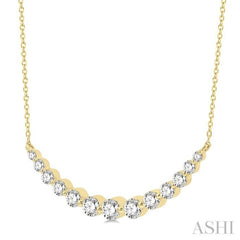 1 Ctw Diamond Smile Necklace In 14K Yellow Gold