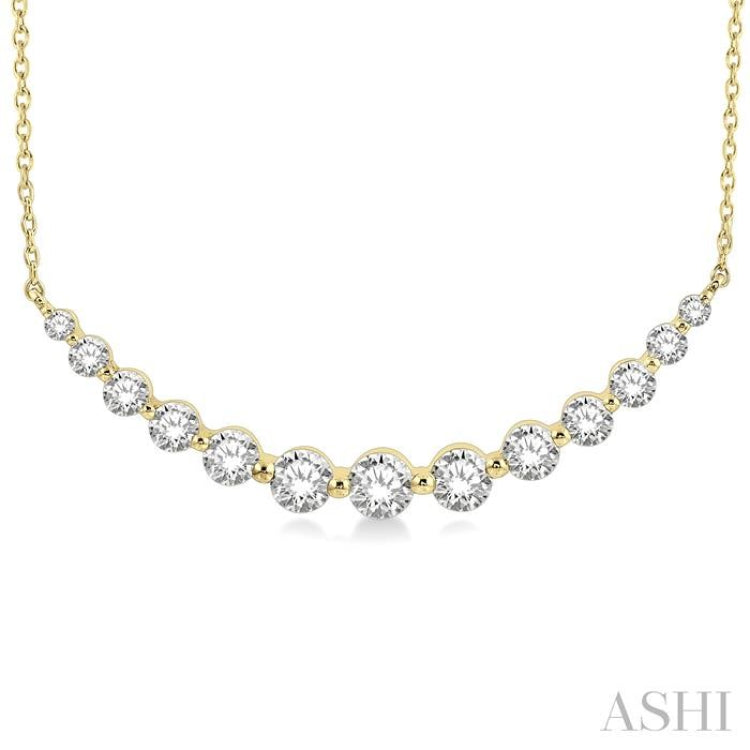 1 Ctw Diamond Smile Necklace In 14K Yellow Gold