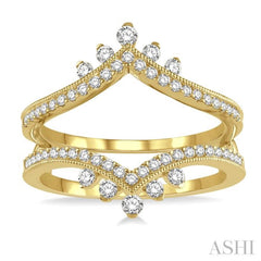 1/2 Ctw Pointed Arch Round Cut Diamond Insert Ring in 14K Yellow Gold