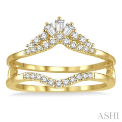 1/3 ctw Tiara Baguette and Round Cut Diamond Insert Ring in 14K Yellow Gold