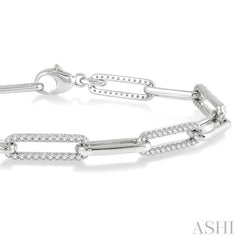 1 Ctw Round Cut Diamond Paper Clip Bracelet in 10K White Gold