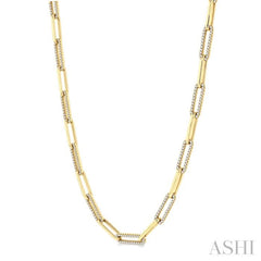 2 Ctw Round Cut Diamond Paper Clip Link Necklace in 14K Yellow Gold