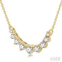 1/2 Ctw Graduated Diamond Smile Necklace in 14K Yellow Gold