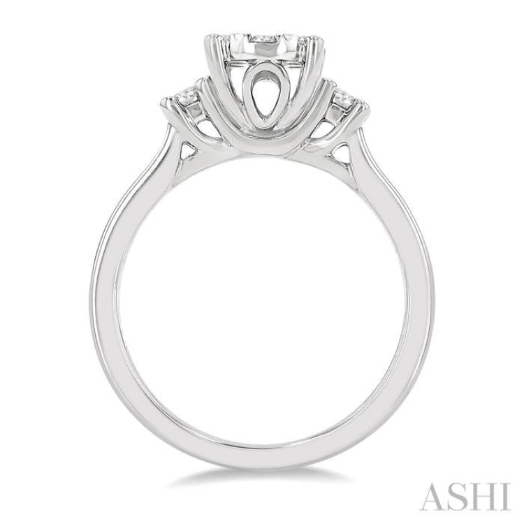 5/8 ctw Oval Shape Lovebright Round Cut Diamond Engagement Ring in 14K White Gold