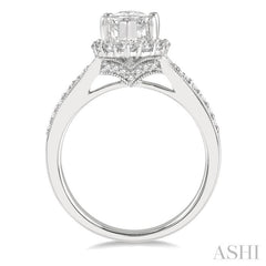 3/4 ctw Marquise Shape Mount Round Cut Diamond Semi-Mount Engagement Ring in 14K White Gold