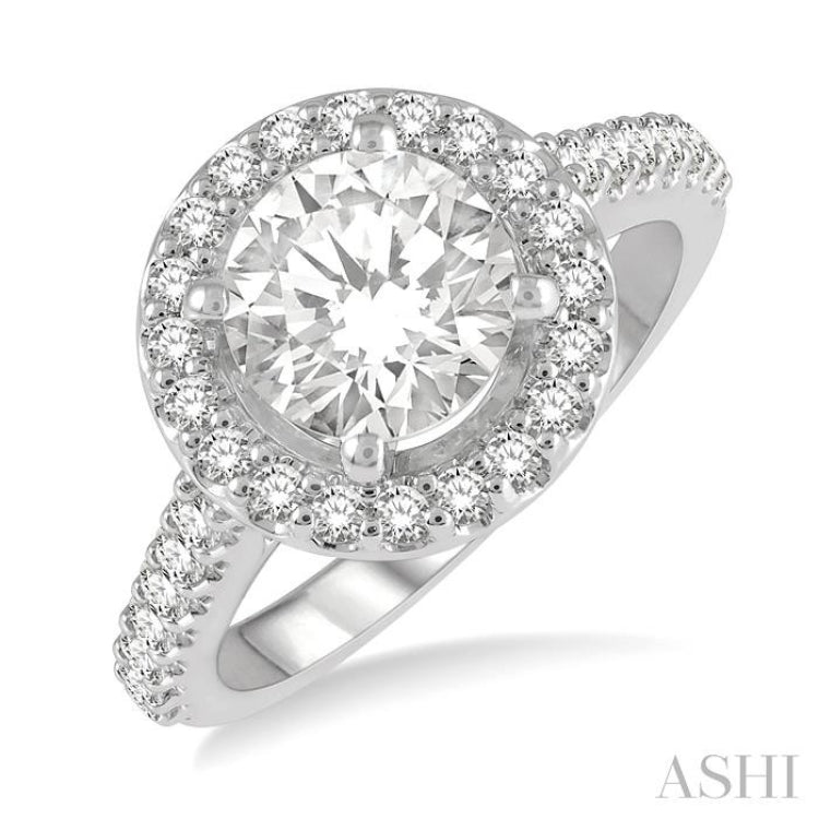 1/2 Ctw Round Cut Diamond Semi-Mount Engagement Ring in 14K White Gold