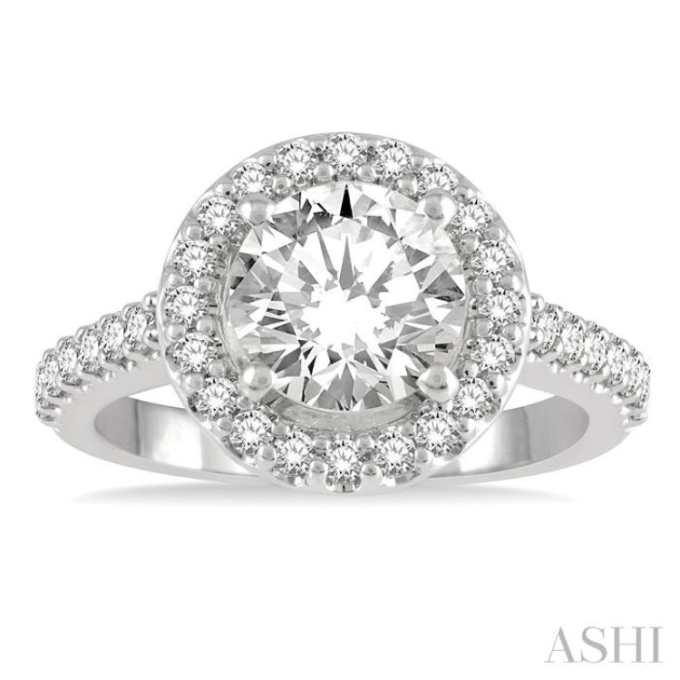 1/2 Ctw Round Cut Diamond Semi-Mount Engagement Ring in 14K White Gold