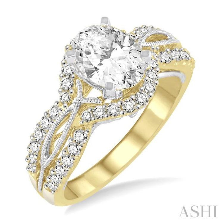 1/2 Ctw Diamond Semi-Mount Engagement Ring in 14K Yellow and White Gold