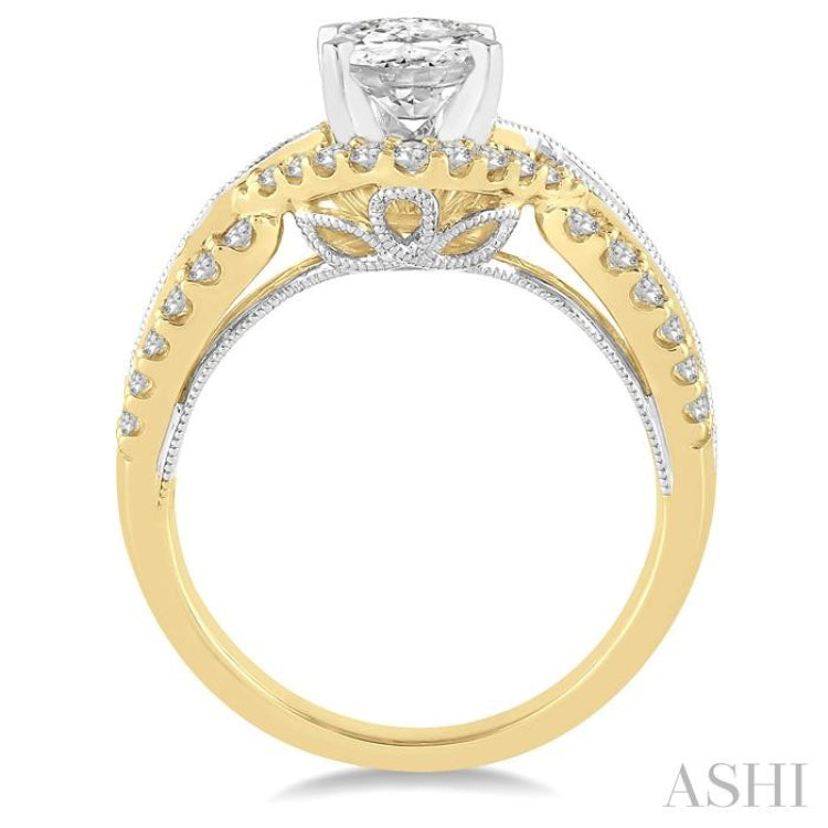 1/2 Ctw Diamond Semi-Mount Engagement Ring in 14K Yellow and White Gold