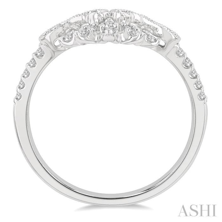 1/4 Ctw 5 Marquise Mount Round Cut Diamond Curved Wedding Band in 14K White Gold