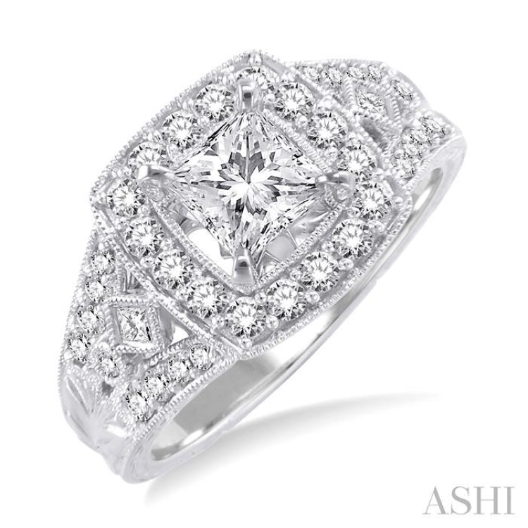 1/2 Ctw Diamond Semi-Mount Engagement Ring in 14K White Gold