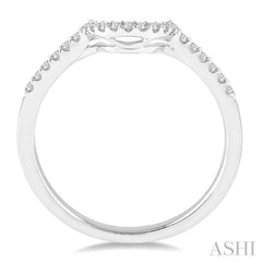 1/6 Ctw U-Shape Center Round Cut Diamond Wedding Band in 14K White Gold