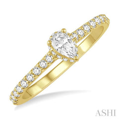 5/8 Ctw Pear Center Stone Ladies Engagement Ring with 3/8 Ct Pear Cut Center Stone in 14K Yellow Gold