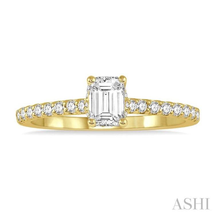 1/5 Ctw Round Cut Diamond Semi-Mount Engagement Ring in 14K Yellow Gold