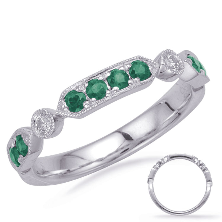 White Gold Emerald & Diamond Ring