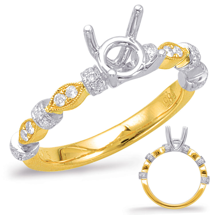 Yellow & White Gold Halo Engagement Ring