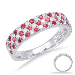 White Gold Ruby & Diamond Ring
