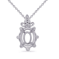 White Gold Diamond Pendant 11X9Mm Oval