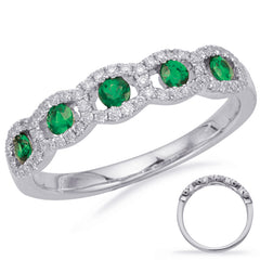 White Gold Emerald & Diamond Ring