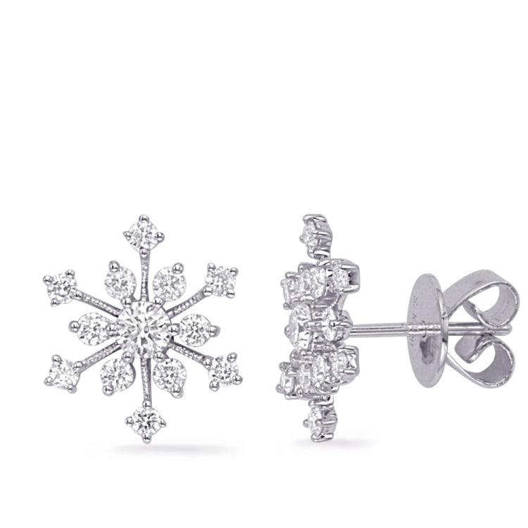 White Gold Diamond Snowflake Earring