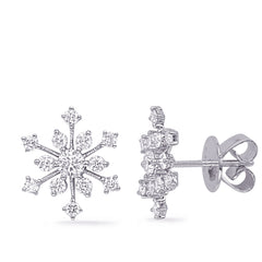 White Gold Diamond Snowflake Earring