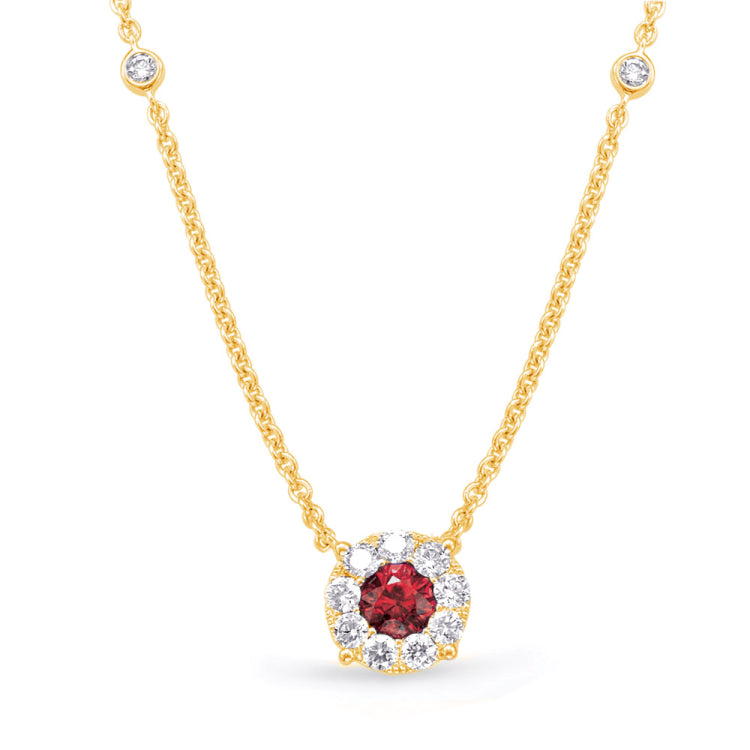 Yellow Gold Ruby & Diamond Necklace