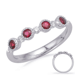 White Gold Ruby & Diamond Ring