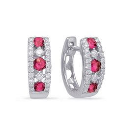 White Gold Ruby & Diamond Earring