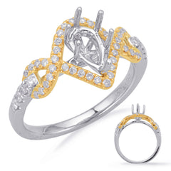 Yellow & White Gold Halo Engagement Ring