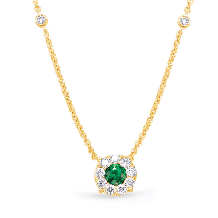 Yellow Gold Emerald & Diamond Necklace