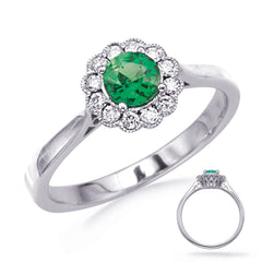 White Gold Emerald & Diamond Ring