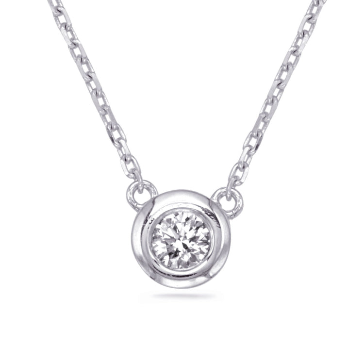 White Gold Diamond Necklace Bezel Set