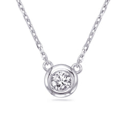 White Gold Diamond Necklace Bezel Set