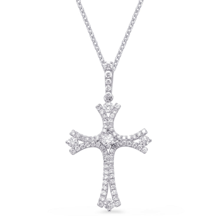 White Gold Diamond Cross Pendant