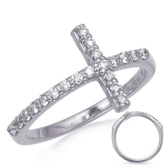 White Gold Cross Ring  2.0Mm