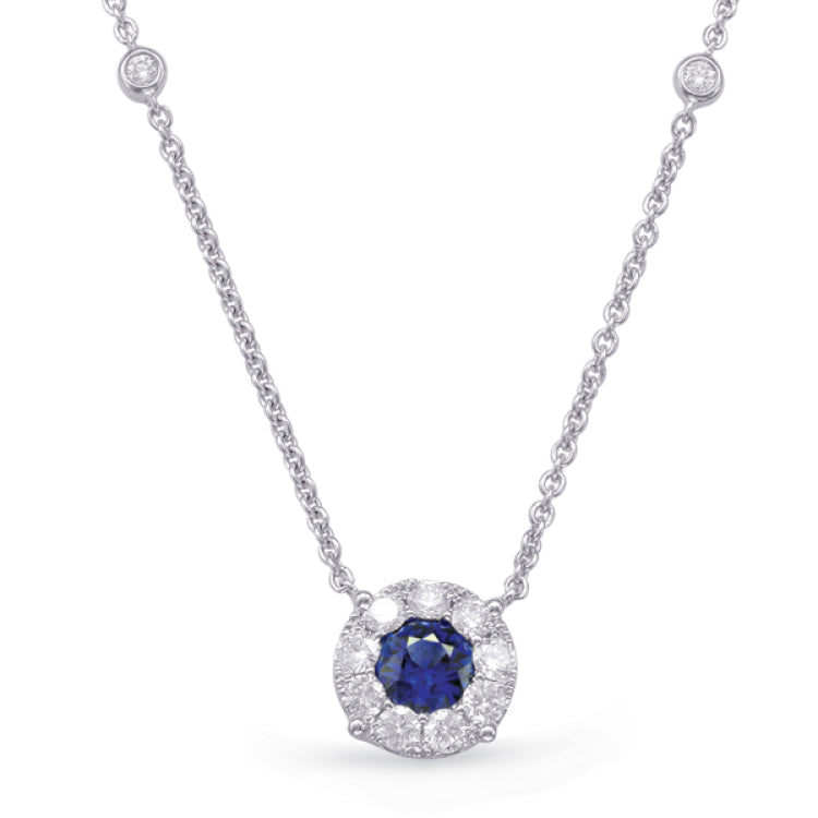 White Gold Sapphire & Diamond Necklace