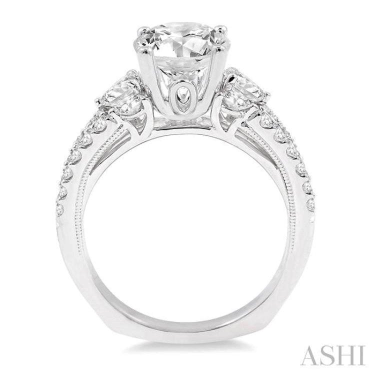 7/8 Ctw Diamond Semi-Mount Engagement Ring in 14K White Gold