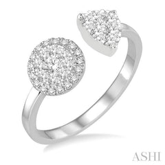 1/2 Ctw Round and Pear Shape Diamond Lovebright Ring in 14K White Gold