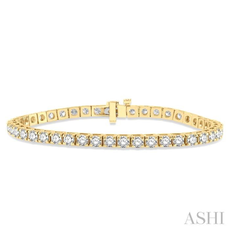 7 Ctw Square Shape Round Cut Diamond Tennis Bracelet in 14K Yellow Gold