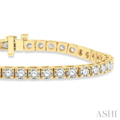 7 Ctw Square Shape Round Cut Diamond Tennis Bracelet in 14K Yellow Gold