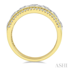 3/8 Ctw Lattice Two Tone Round Cut Diamond Fashion Ring in 14K Yellow and White Gold