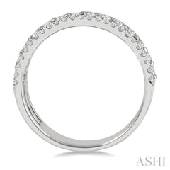 3/4 Ctw Split Triple Ring Round Cut Diamond Fashion Ring in 14K White Gold