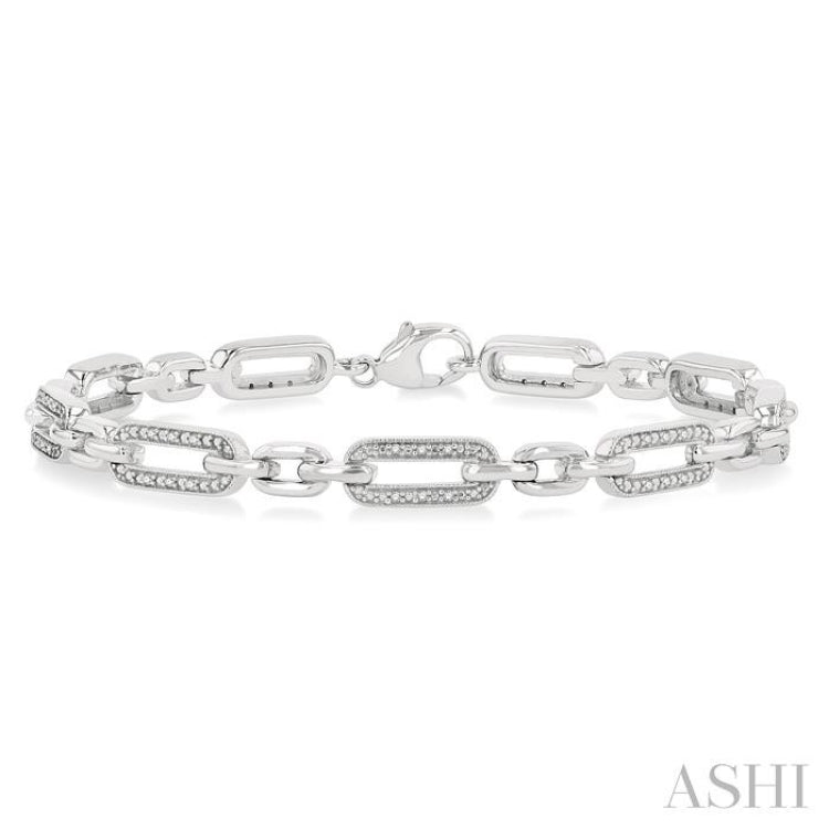 1/6 Ctw Round Cut Diamond Paper Clip Bracelet in Sterling Silver