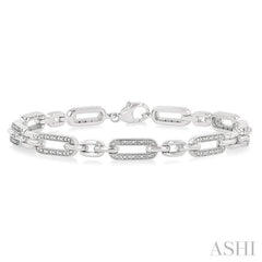 1/6 Ctw Round Cut Diamond Paper Clip Bracelet in Sterling Silver