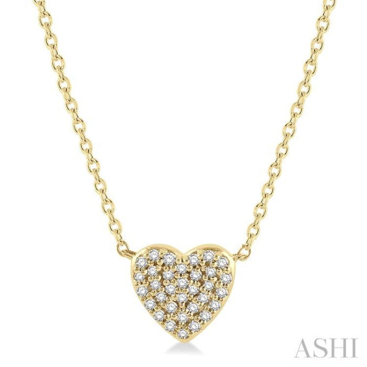 1/8 Ctw Heart Charm Round Cut Diamond Pendant in 10K Yellow Gold