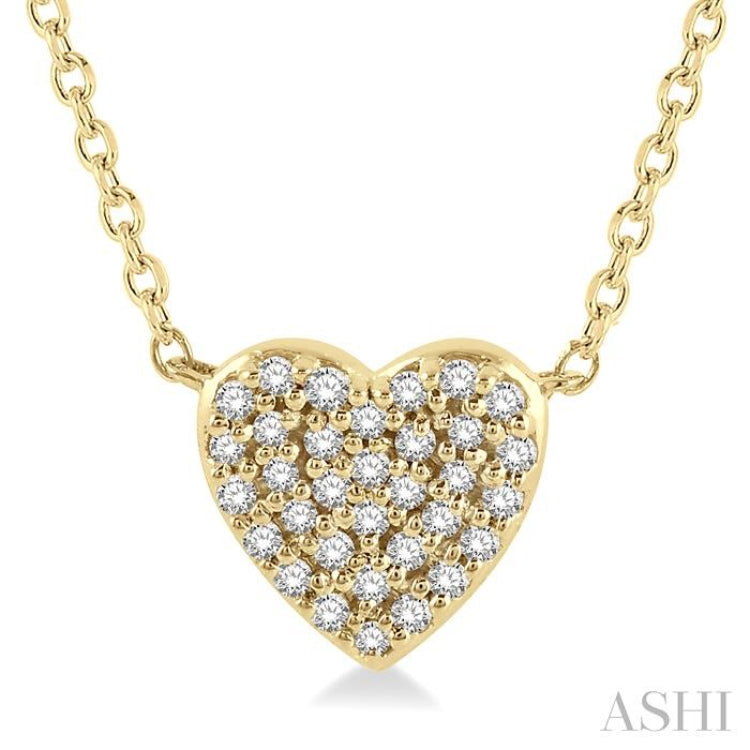 1/8 Ctw Heart Charm Round Cut Diamond Pendant in 10K Yellow Gold