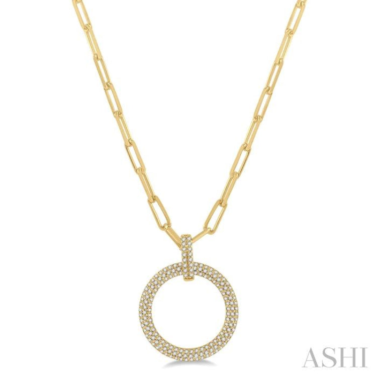 1/2 Ctw Circle Of Love Round Cut Diamond Pendant With Chain in 14K Yellow Gold