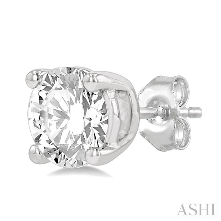 1 Ctw Round Cut Diamond Stud Earring in 14K White Gold