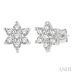 1/6 Ctw Floral Round Cut Diamond Petite Fashion Earring in 10K White Gold