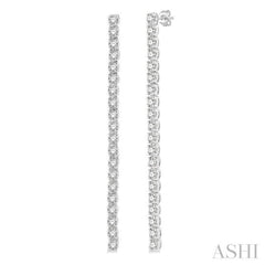 1 Ctw Single Line Drop Round Cut Diamond Tennis Earring in 14K White Gold